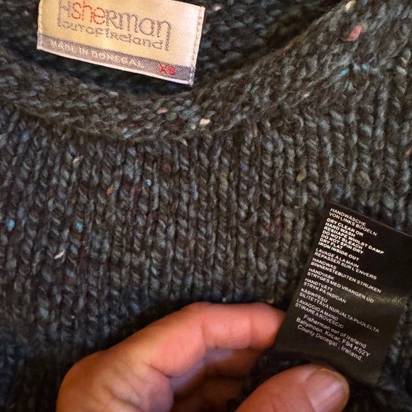 Fisherman out of Ireland  hand knit wool sweater Women's XS tweed seaweed color - Picture 4 of 5